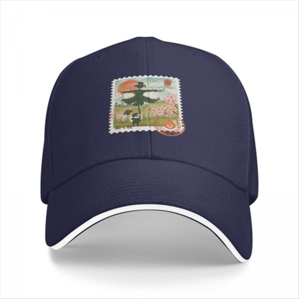 Black Baseball Cap with Howl's Moving Castle Scarecrow Stamp Art