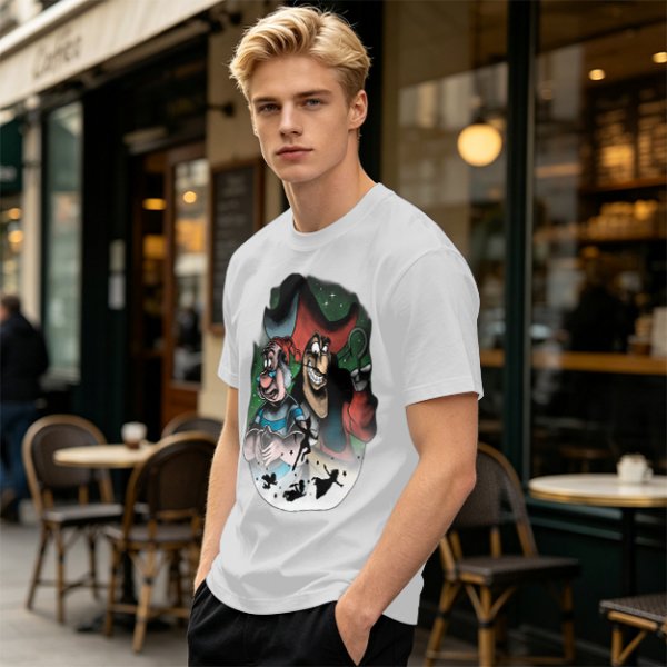 Olive T-Shirt Featuring Captain Hook and Mr. Smee from Peter Pan
