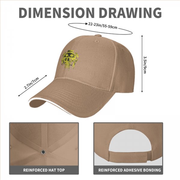 Black Baseball Cap With Distressed Yellow Skull Pirate Emblem