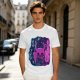 Olive Green T-Shirt With Neon Hollow Knight Character Art