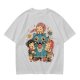 Olive T-Shirt With Cute Chibi Monster And Girls Graphic Print