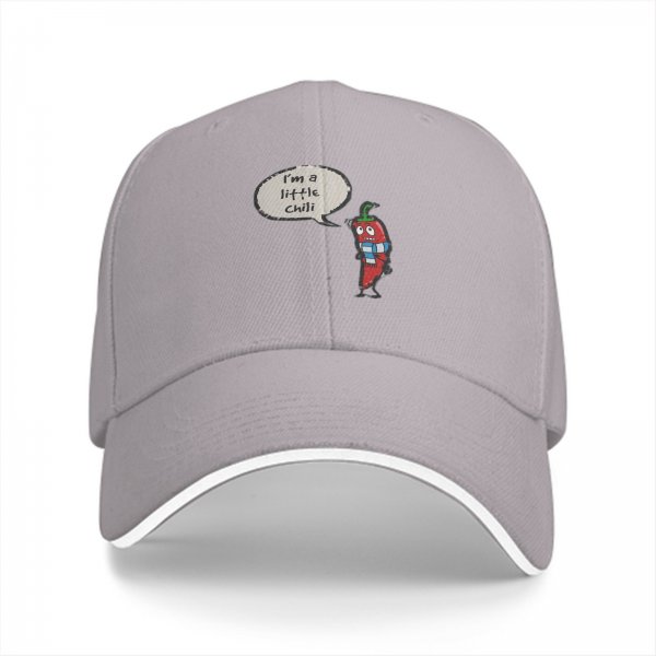 Black Baseball Cap With I'm A Little Chili Cartoon Pepper Design