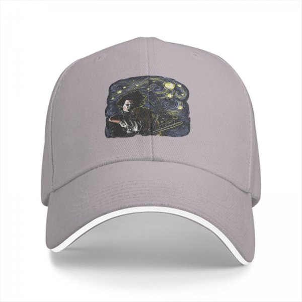 Black Baseball Cap With Starry Night Edward Scissorhands Art Print