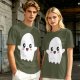 Olive T-shirt with Cute Kawaii Ghost Graphic Print