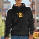 Black Hoodie With Cartoon Cat Holding Baseball Bat Graphic