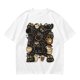 Olive T-Shirt With Cute Black Cats And Coffee Themed Print