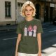 Olive Green T-Shirt With Cute Mushroom Creature Graphic