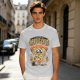 Olive t-shirt with 'I Believe In Cheesus Crust' pizza graphic