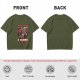 Olive t-shirt with funny demon goat fart joke graphic