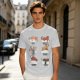 Olive green t-shirt with sushi cat illustrations