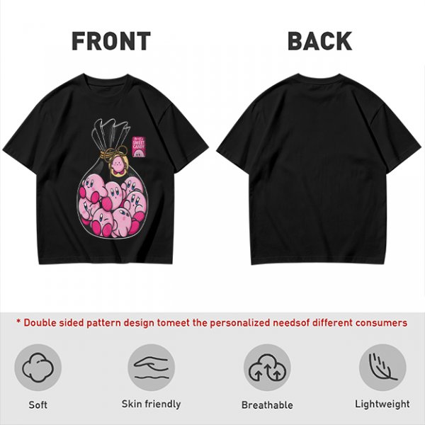 Olive T-Shirt With Cute Kirby Candy Bag Graphic