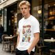 Olive green graphic t-shirt with slow foods animal fast food mashup print