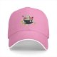 Black baseball cap with cute cartoon character in ramen bowl print