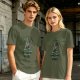 Olive t-shirt with 'Pray for the Great Old Dice' cosmic horror print
