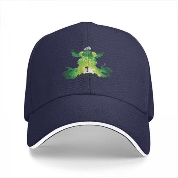 Black Baseball Cap With Green Ghostly Character Graphic