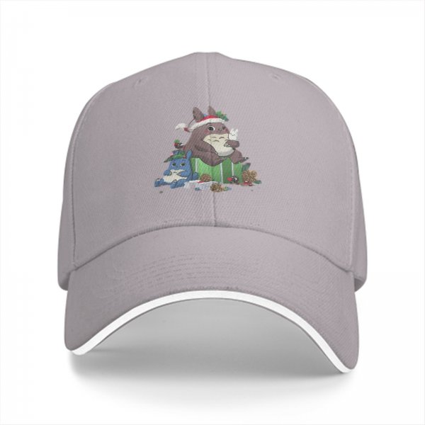 Black Baseball Cap With Christmas Totoro Family Graphic