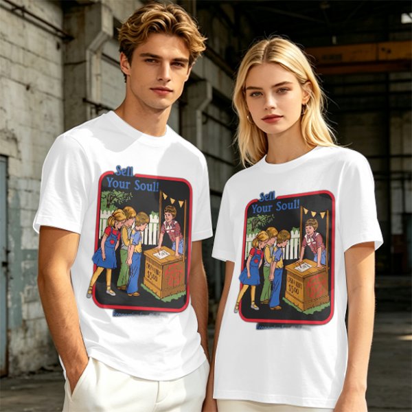 Olive graphic t-shirt with 'Sell Your Soul' kids stand print
