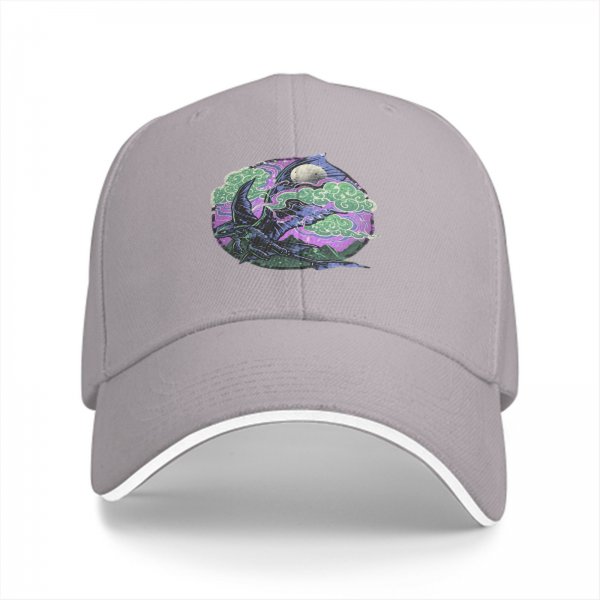 Black Baseball Cap With Fantasy Dragon Moon Cloud Night Artwork
