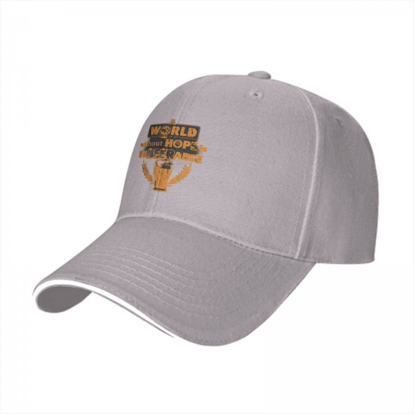 Black baseball cap with 'A World Without Hops Is Unbeerable' beer graphic