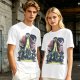 Olive Graphic Tee With Retro Sci-Fi Character Art Print