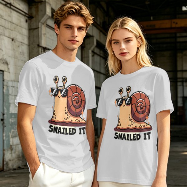 Olive T-Shirt With Cool Snail Wearing Sunglasses 'Snailed It' Print