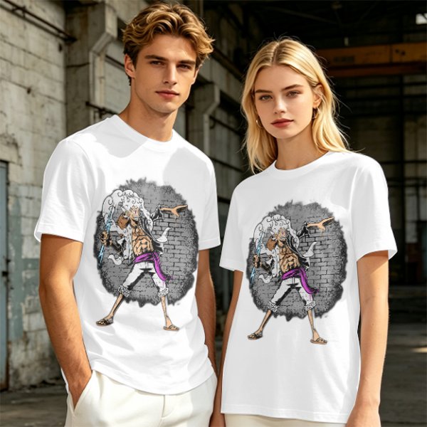 Olive T-shirt with One Piece Gear 5 Luffy Graphic Print