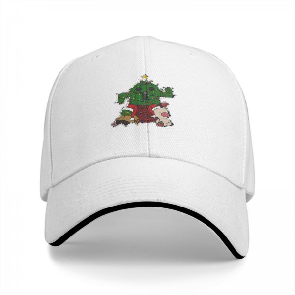 Black baseball cap with Christmas cactus and moogle festive print