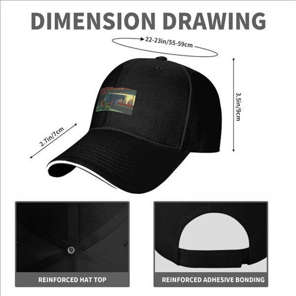 Black Baseball Cap with Night Diner Scene Art Print