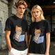 Olive T-Shirt With Cute Orange Cat Working On Laptop Print