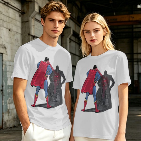 Olive T-shirt with Superman Laser Eyes Art Print