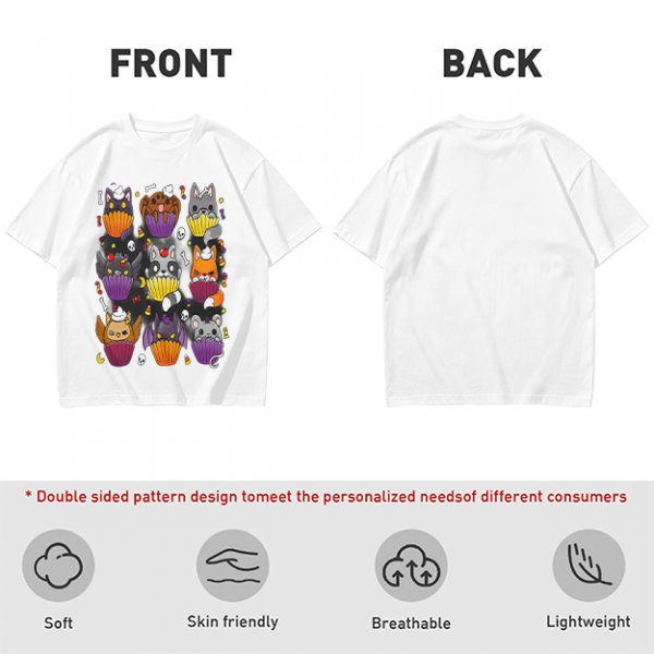 Halloween Animal Cupcake Graphic T-Shirt For Spooky Season