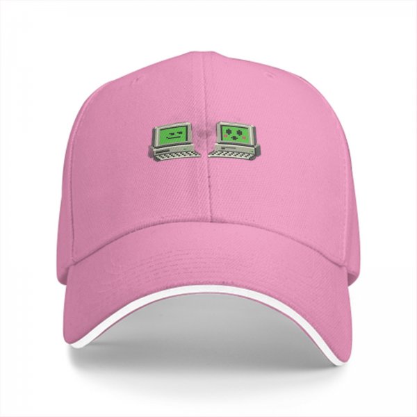 Black Baseball Cap With Retro Pixel Computer Emoji Design