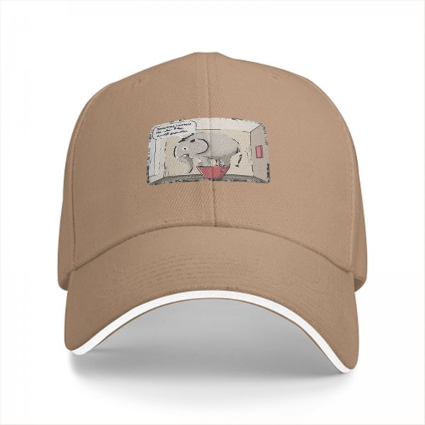 Black Baseball Cap With Elephant In Box Graphic Print