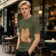 Olive Green T-Shirt With Capybara Rear View Graphic