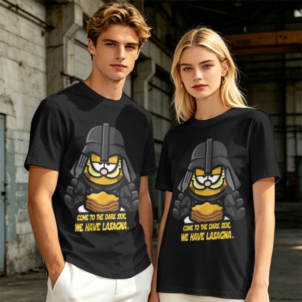Garfield Darth Vader T-Shirt Come To The Dark Side We Have Lasagna