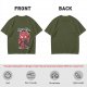 Olive T-shirt with Spider-Punk Cat Playing Guitar Graphic