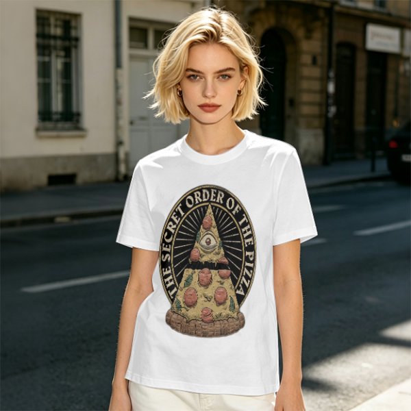 Olive T-Shirt With The Secret Order Of The Pizza All-Seeing Eye Print