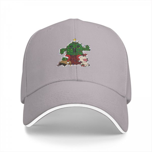Black baseball cap with Christmas cactus and moogle festive print