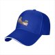 Black baseball cap with playful anthropomorphic coffee cups graphic