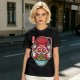 Olive t-shirt with cute kitsune fox eating ramen graphic