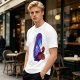 Olive T-Shirt With Purple Haired Figure Night Scene Print