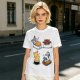 Olive T-shirt with cute cat sushi illustrations