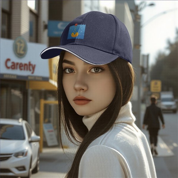 Black Baseball Cap With Underwater Pac-Man Graphic Print