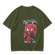 Olive T-shirt with Spider-Punk Cat Playing Guitar Graphic