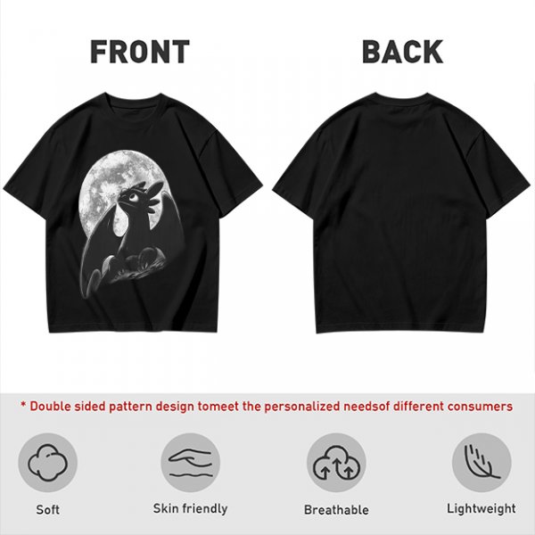 Olive T-Shirt Featuring Toothless Dragon Against Full Moon
