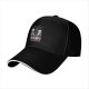 Black baseball cap with cat kitchen graphic and 'Return to Bed Human' text