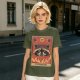 Olive T-Shirt With Raccoon El Diablo Tarot Card Print