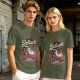 Olive graphic t-shirt with unicorn therapy and 'Even I Don't Believe In Myself' text