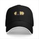 Black baseball cap with cartoon tacos gathered around a campfire graphic