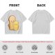 Olive T-Shirt With Cute Cartoon Bread And Butter Graphic